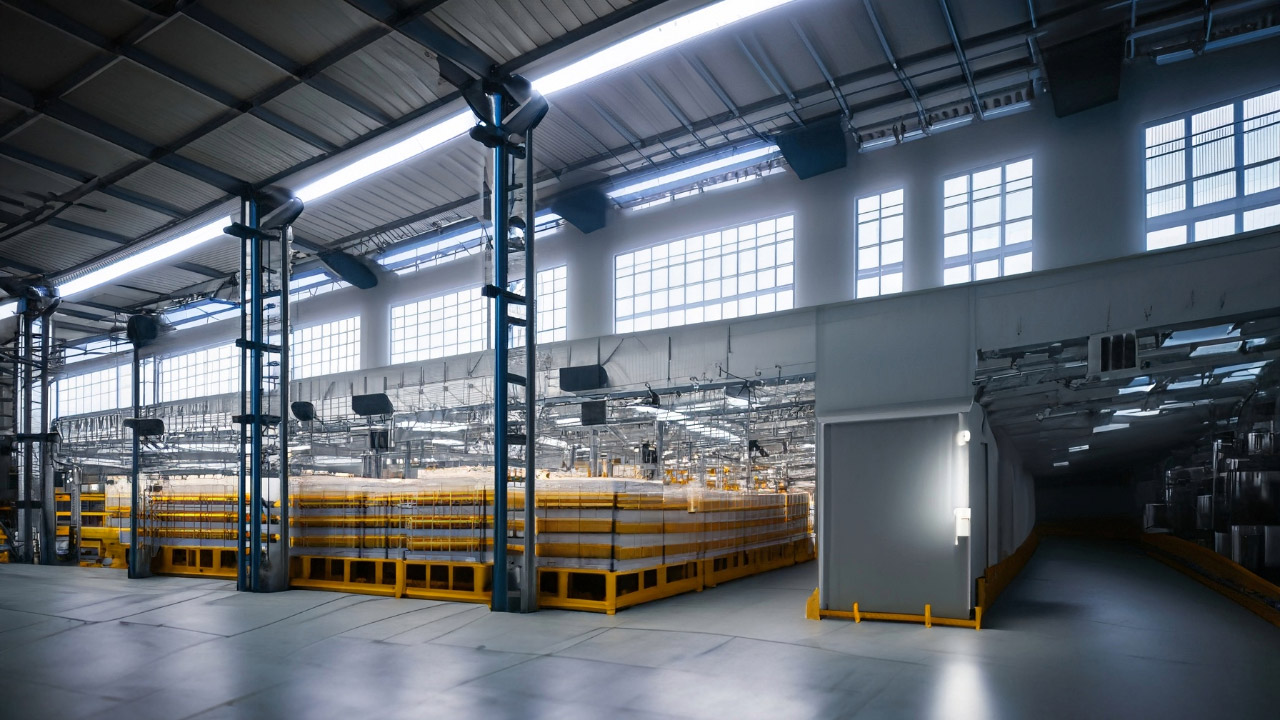 Foto que describe cómo iluminar naves industriales para aplicaciones particulares y diferente altura de piso a techo.
